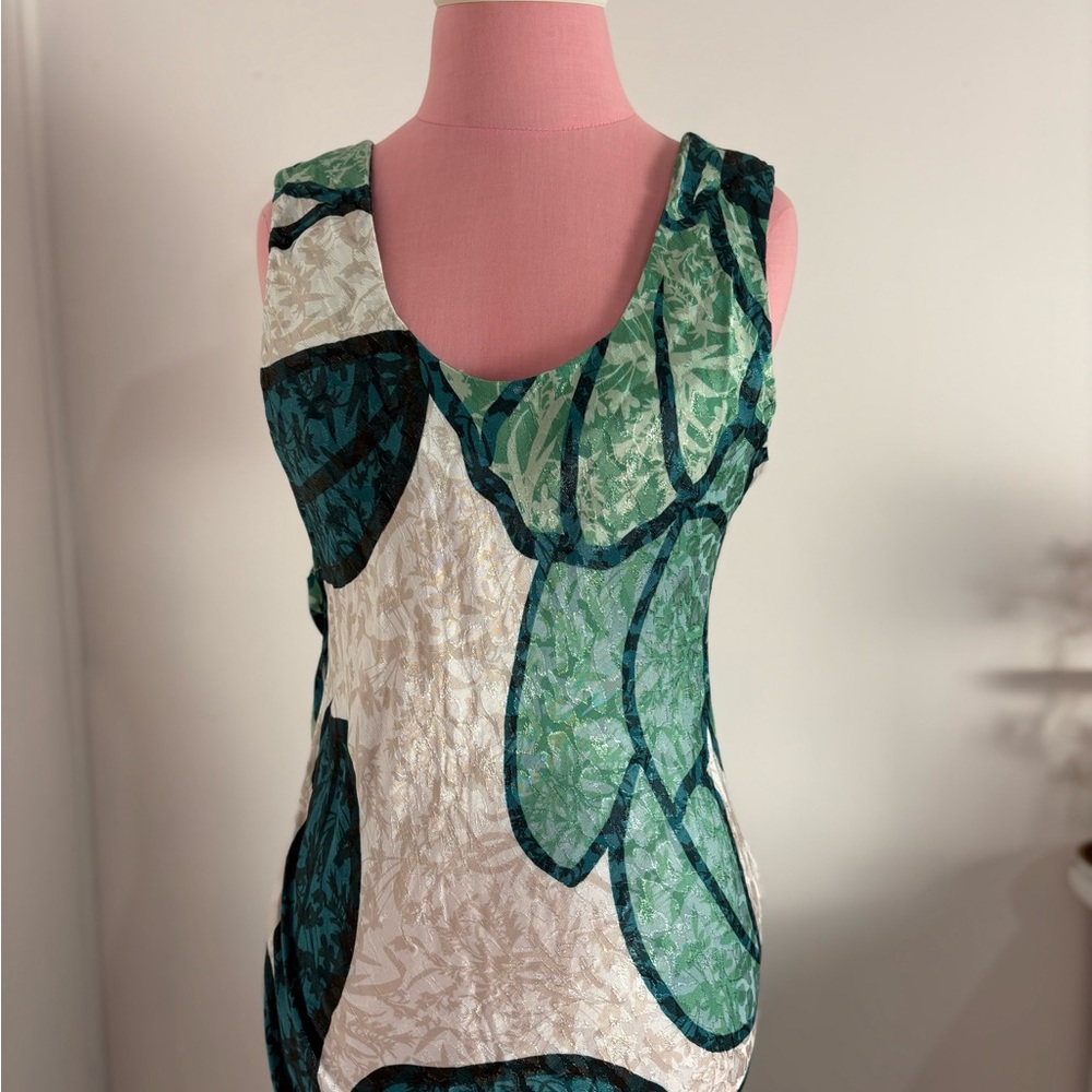 White House Black Market Green Leaf Print Dress - Picture 2 of 6